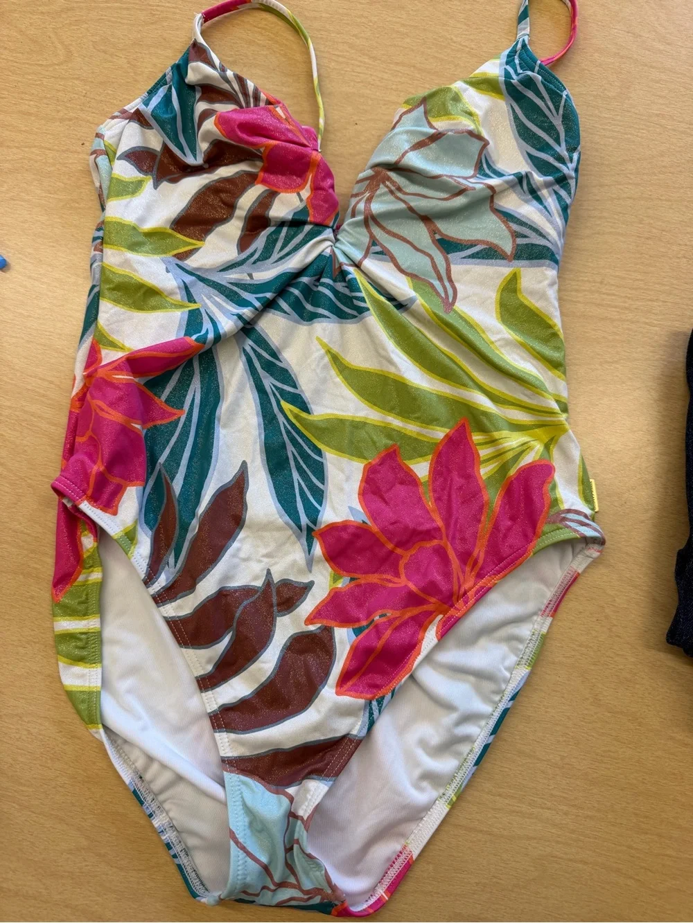 Vince Camuto Multicolor Tropical Print One-Piece Swimsuit — Pink, Green, Teal